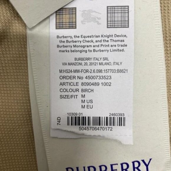 NEW BURBERRY  Cotton Signature Embroidery Polo Shirt Size M BirchBurberry Mens - Picture 14 of 14
